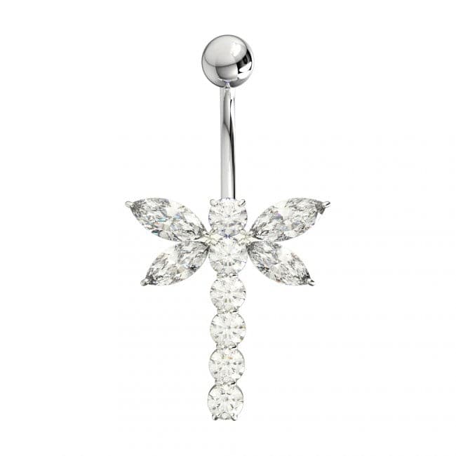 925 Sterling Silver Jewelled Firefly Silver Belly Ring