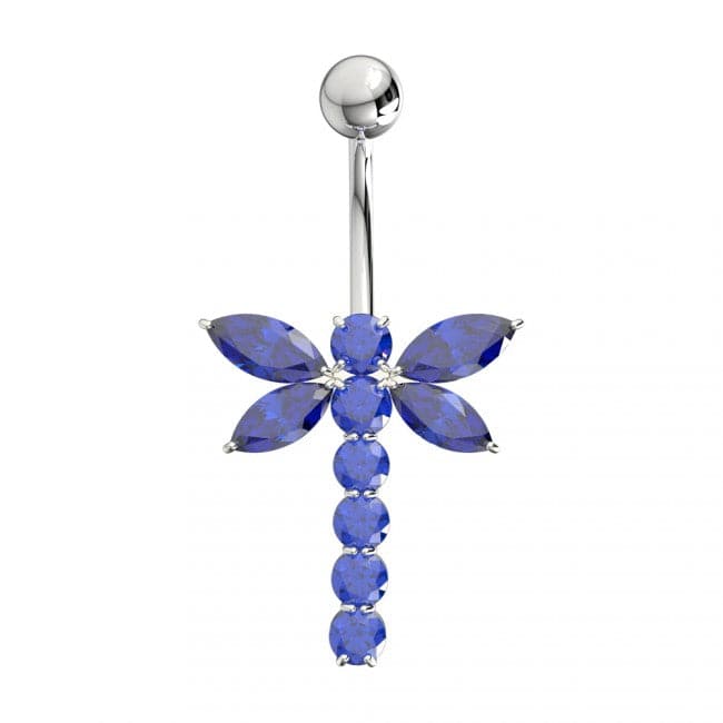 925 Sterling Silver Jewelled Firefly Silver Belly Ring