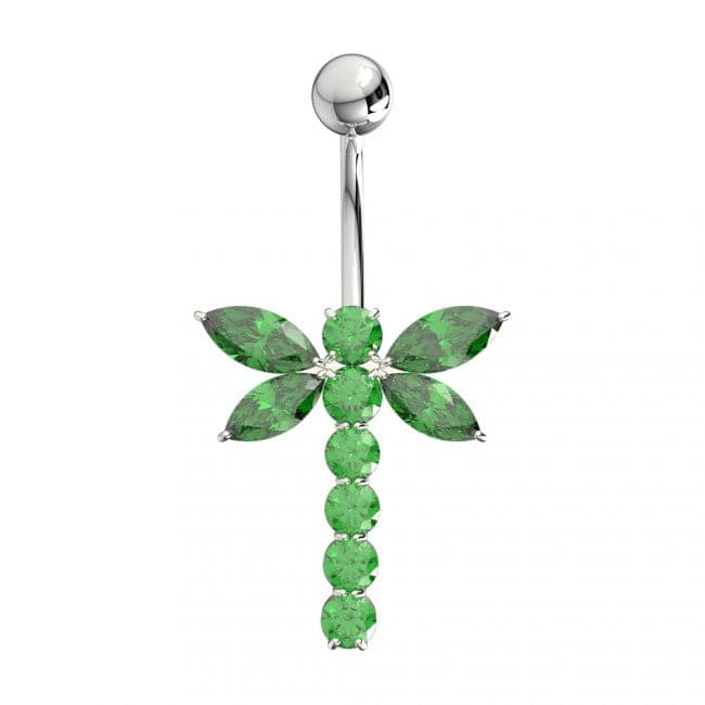 925 Sterling Silver Jewelled Firefly Silver Belly Ring