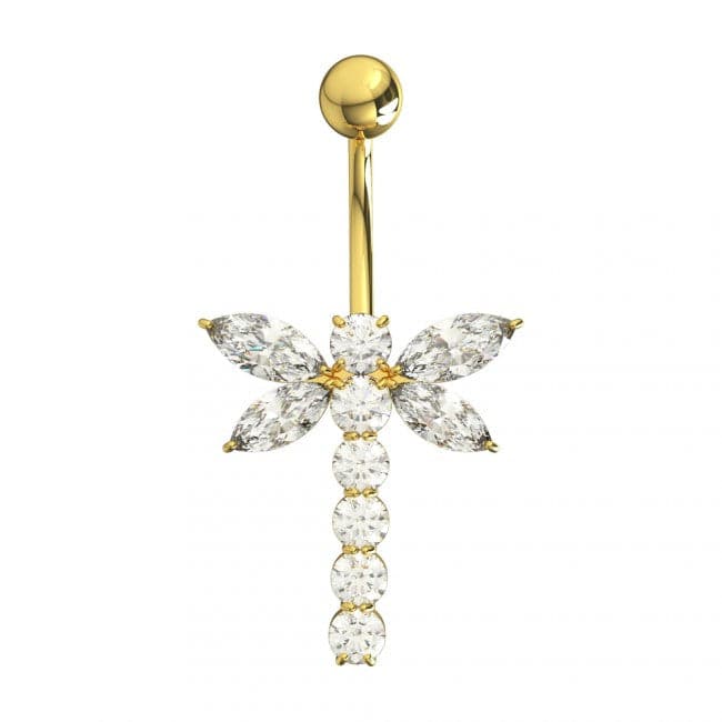 925 Sterling Silver Jewelled Firefly Silver Belly Ring