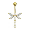 925 Sterling Silver Jewelled Firefly Silver Belly Ring