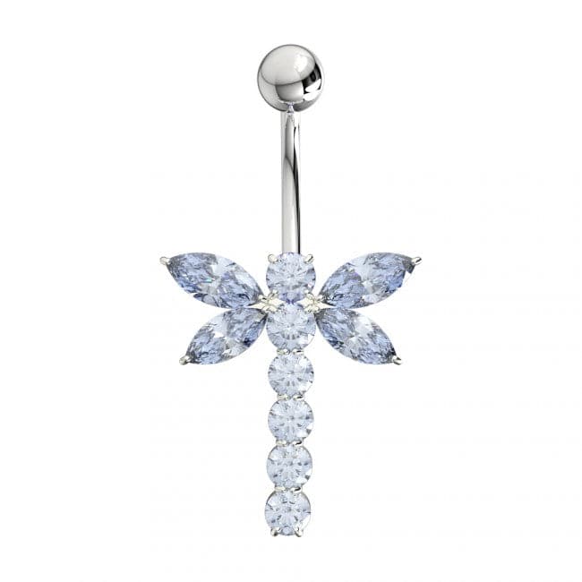 925 Sterling Silver Jewelled Firefly Silver Belly Ring