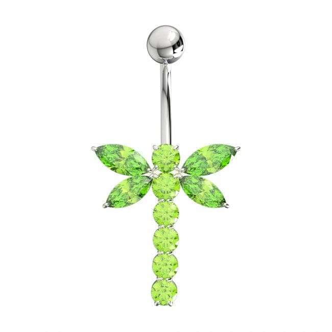 925 Sterling Silver Jewelled Firefly Silver Belly Ring