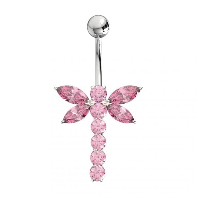 925 Sterling Silver Jewelled Firefly Silver Belly Ring