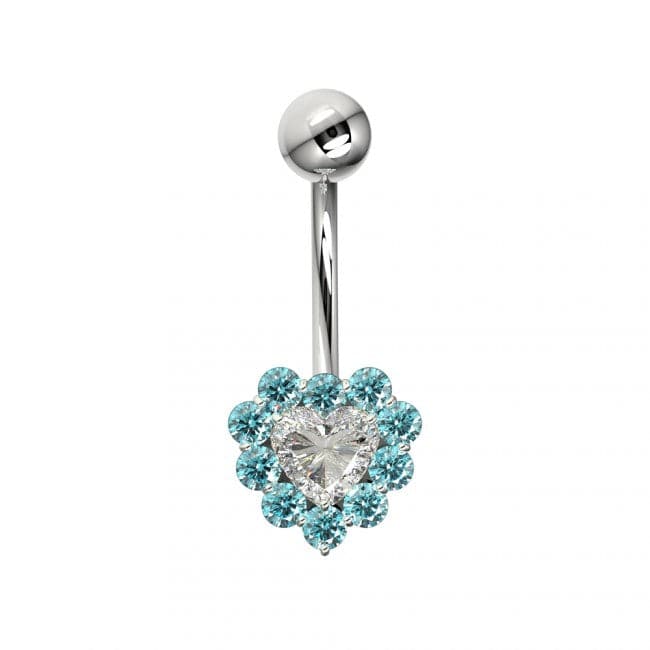 925 Sterling Silver Heart Design Surgical Steel Belly Ring