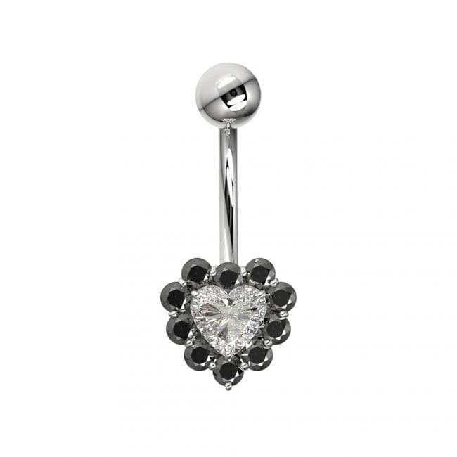 925 Sterling Silver Heart Design Surgical Steel Belly Ring