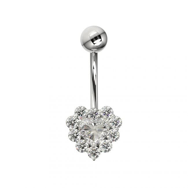 925 Sterling Silver Heart Design Surgical Steel Belly Ring