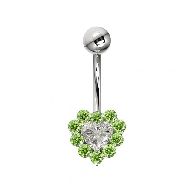 925 Sterling Silver Heart Design Surgical Steel Belly Ring