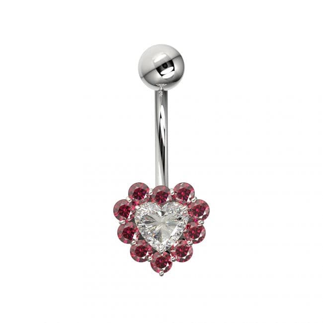925 Sterling Silver Heart Design Surgical Steel Belly Ring
