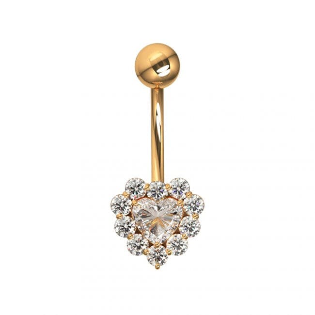 925 Sterling Silver Heart Design Surgical Steel Belly Ring
