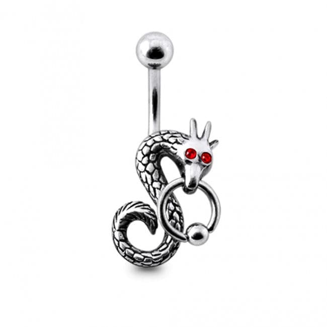 925 Sterling Silver Dragon Navel Ring