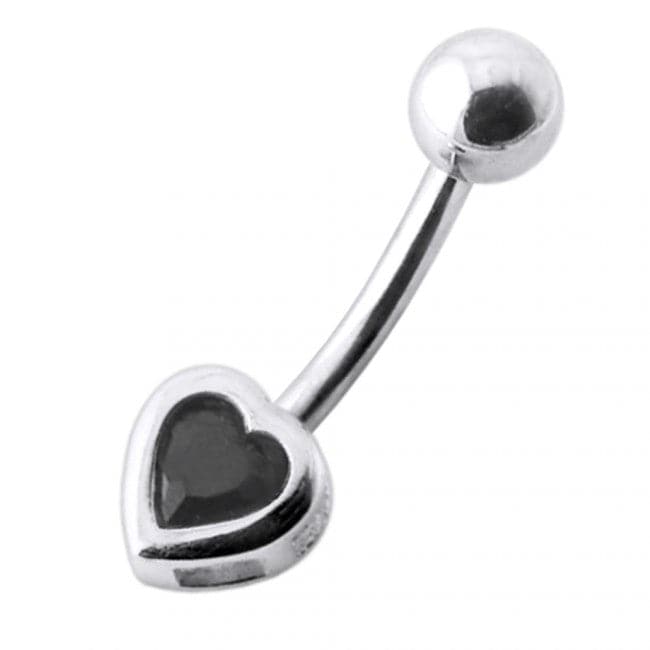 925 Sterling Silver Jewelled Heart Silver Belly Ring