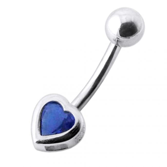 925 Sterling Silver Jewelled Heart Silver Belly Ring