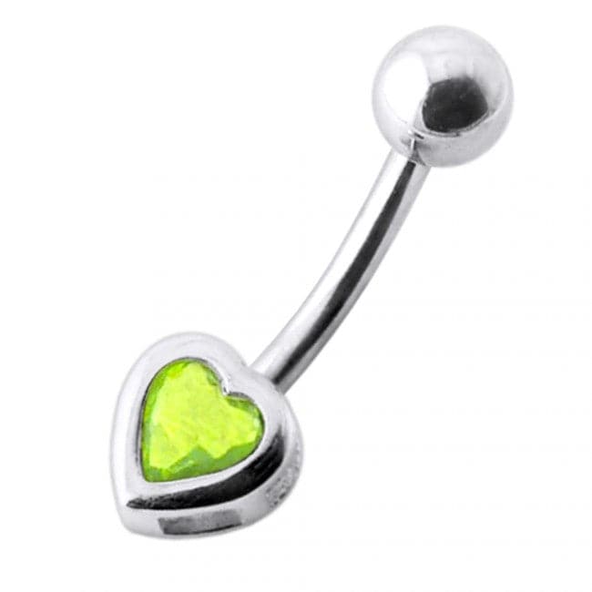 925 Sterling Silver Jewelled Heart Silver Belly Ring