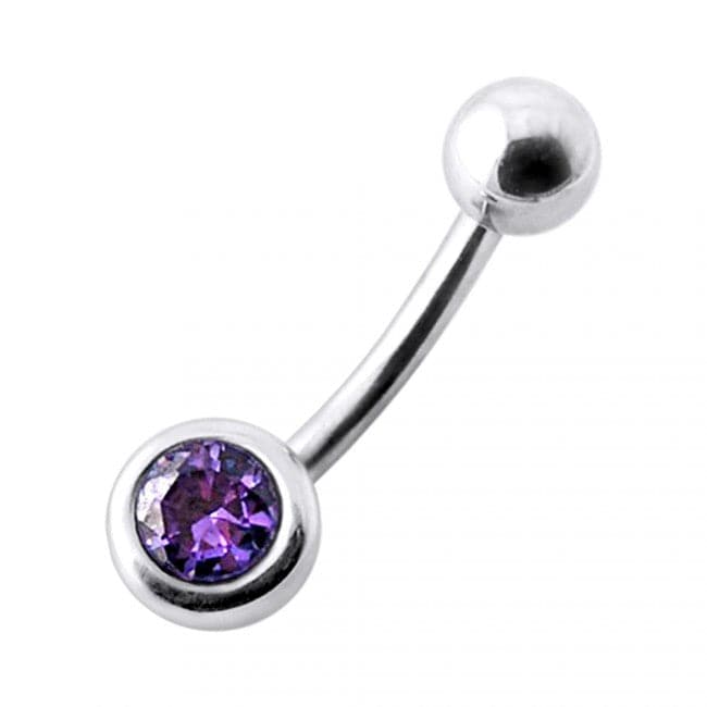 925 Sterling Silver Jewelled Ball Silver Belly Ring