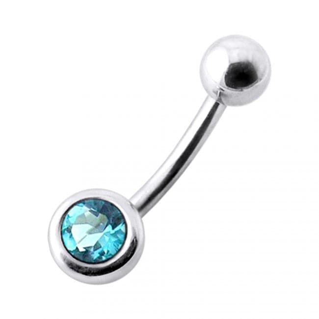 925 Sterling Silver Jewelled Ball Silver Belly Ring
