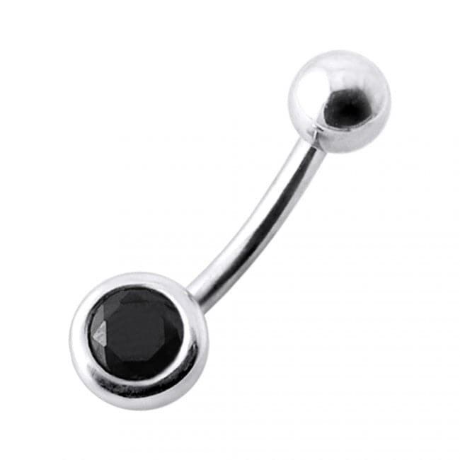 925 Sterling Silver Jewelled Ball Silver Belly Ring