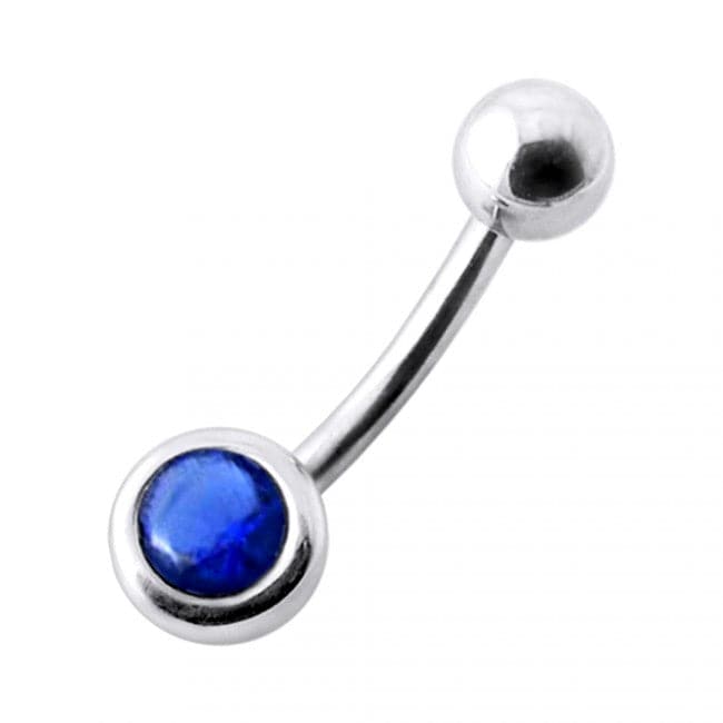 925 Sterling Silver Jewelled Ball Silver Belly Ring