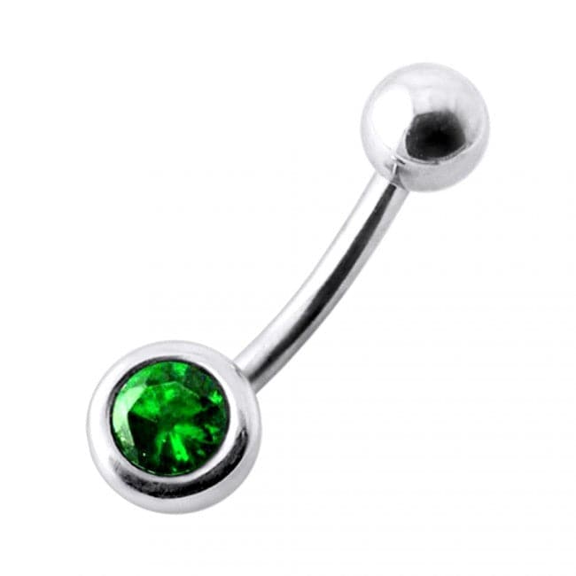 925 Sterling Silver Jewelled Ball Silver Belly Ring