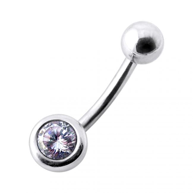 925 Sterling Silver Jewelled Ball Silver Belly Ring