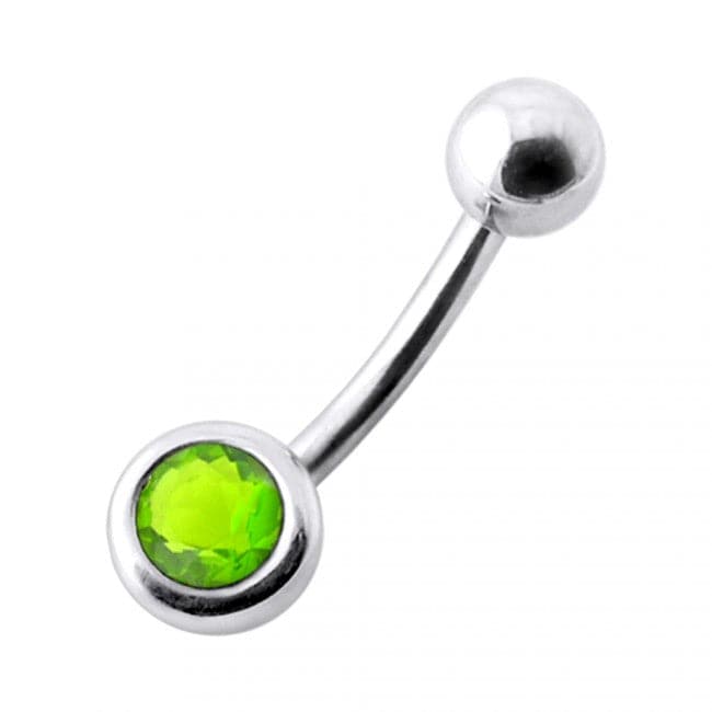 925 Sterling Silver Jewelled Ball Silver Belly Ring