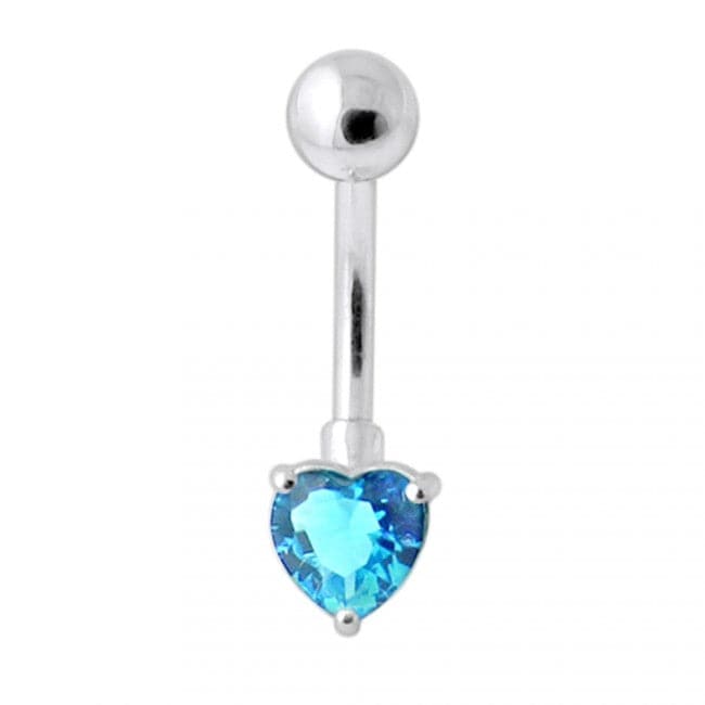 925 Sterling Silver Single Heart Jewelled Navel Banana