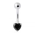 925 Sterling Silver Single Heart Jewelled Navel Banana