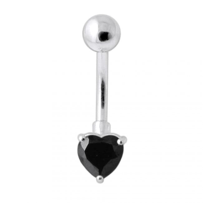 925 Sterling Silver Single Heart Jewelled Navel Banana