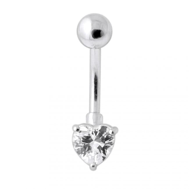 925 Sterling Silver Single Heart Jewelled Navel Banana