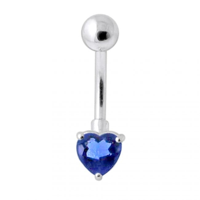 925 Sterling Silver Single Heart Jewelled Navel Banana