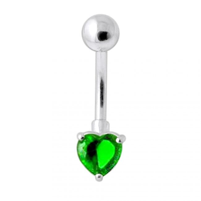 925 Sterling Silver Single Heart Jewelled Navel Banana