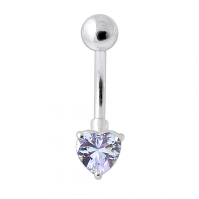 925 Sterling Silver Single Heart Jewelled Navel Banana