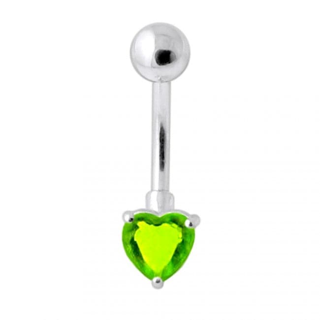 925 Sterling Silver Single Heart Jewelled Navel Banana