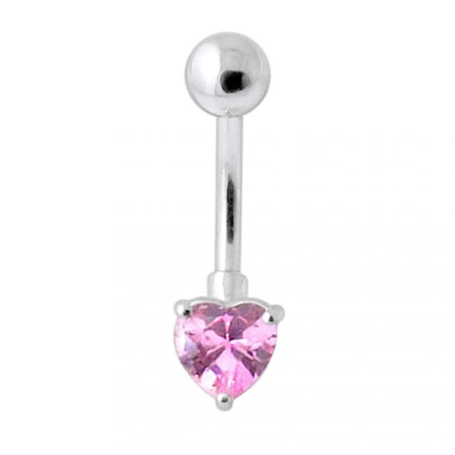 925 Sterling Silver Single Heart Jewelled Navel Banana