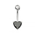925 Sterling Silver Single Jewelled Heart in Claw Setting Navel Belly Bar