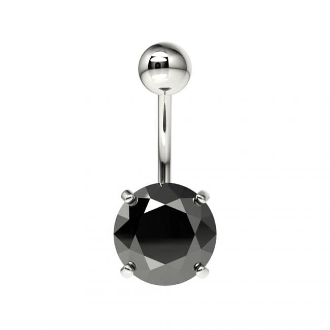 925 Sterling Silver Round Jewelled Non-Dangling Belly Button Ring