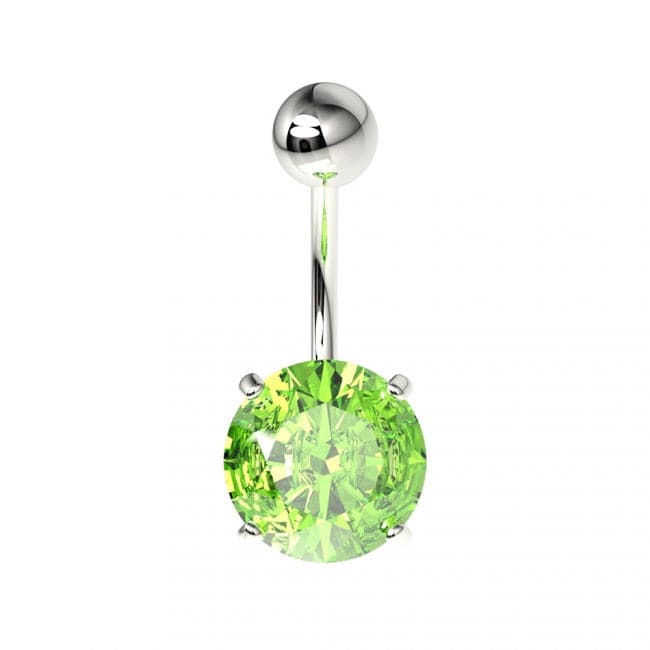 925 Sterling Silver Round Jewelled Non-Dangling Belly Button Ring