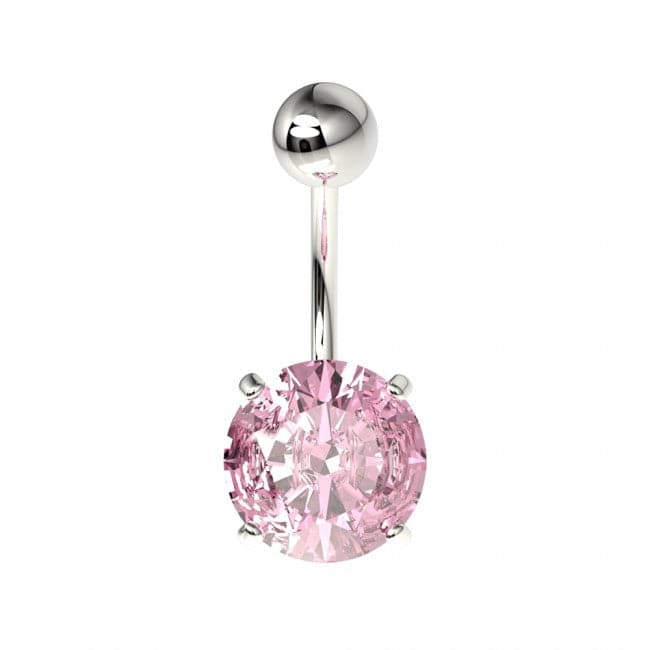 925 Sterling Silver Round Jewelled Non-Dangling Belly Button Ring