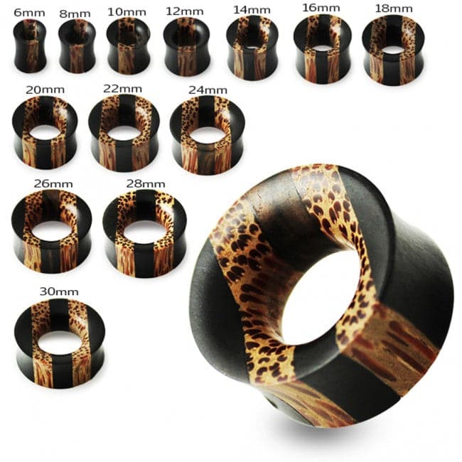 Organic Iron and Palm Wood Double Flared Ear Tunnel