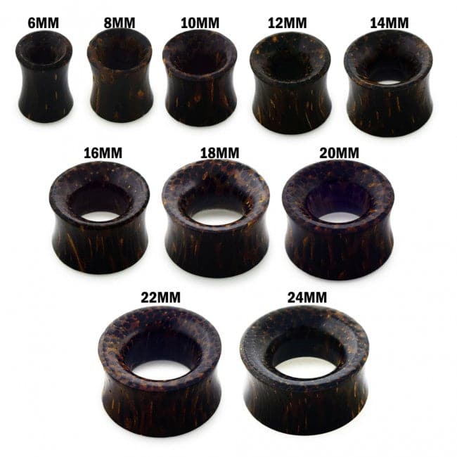 Double Flared Organic Dark Palm Wood Ear Tunnel