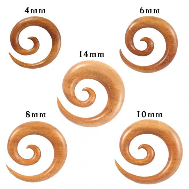 Organic Saba Wood Spiral Ear Expander