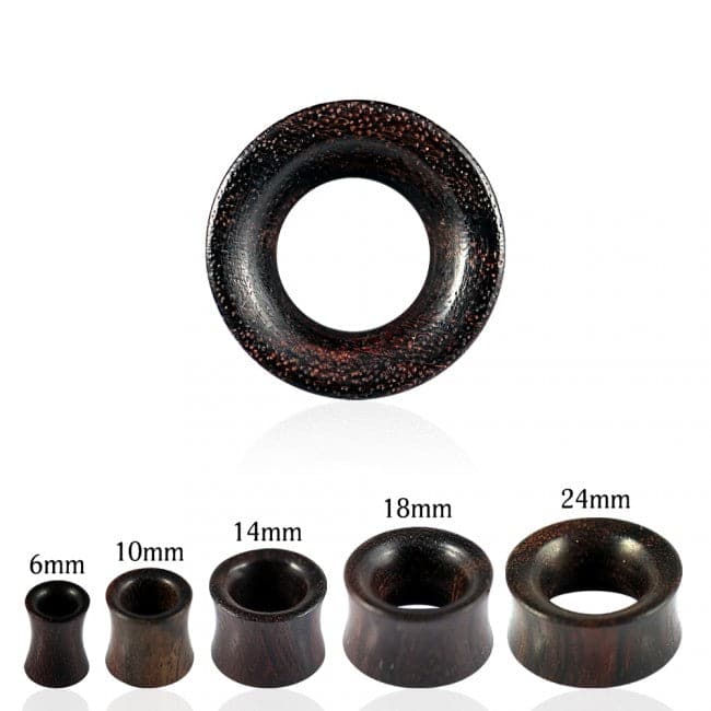 Double Flared Organic Dark Iron Wood Ear Tunnel