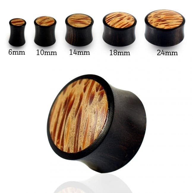 Organic Iron and Coco Wood Double Flared Convex Saddle Ear Plug