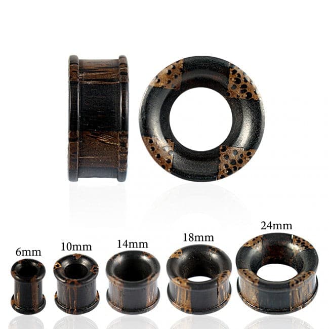 Organic Palm and Iron Wood Ribbed Edge Ear Tunnel