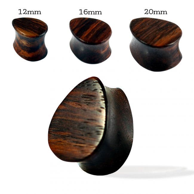Organic Sono Wood Double Flared Flat Tear drop Saddle Ear Plug