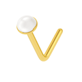 9K Gold L-Shaped Pearl Nose Stud
