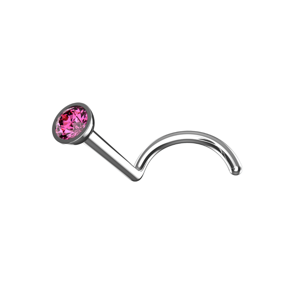 316L Surgical Steel CZ Jewelled Nose Screw