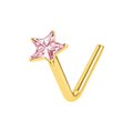 9K Gold Pink Stone L-Shape Nose Stud