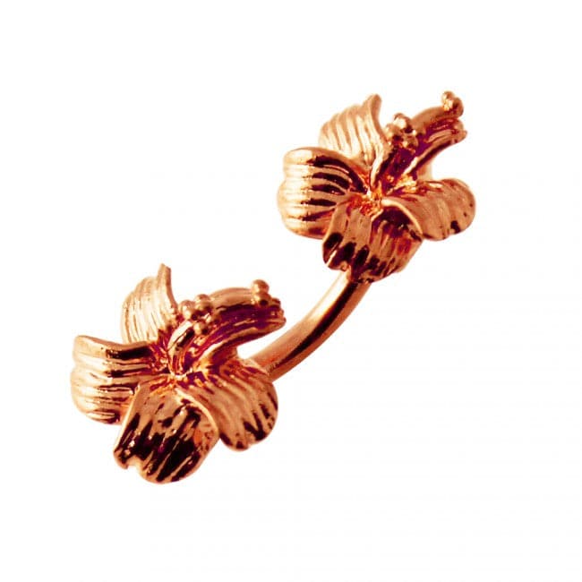 925 Sterling Silver Hibiscus Flower Pair Spinal Ring
