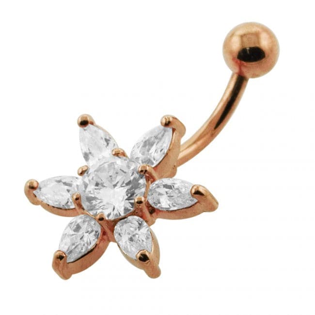 925 Sterling Silver Jewelled Star Non-Moving Belly Ring